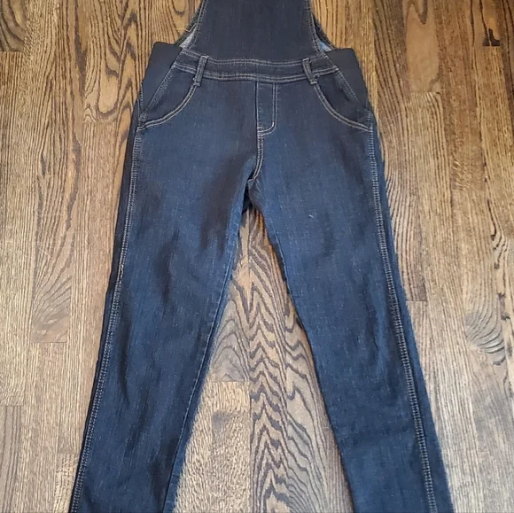 Dark Strtch Denim Overalls with Clear Gemlike Bottons sz 5/6 - Picture 2 of 13